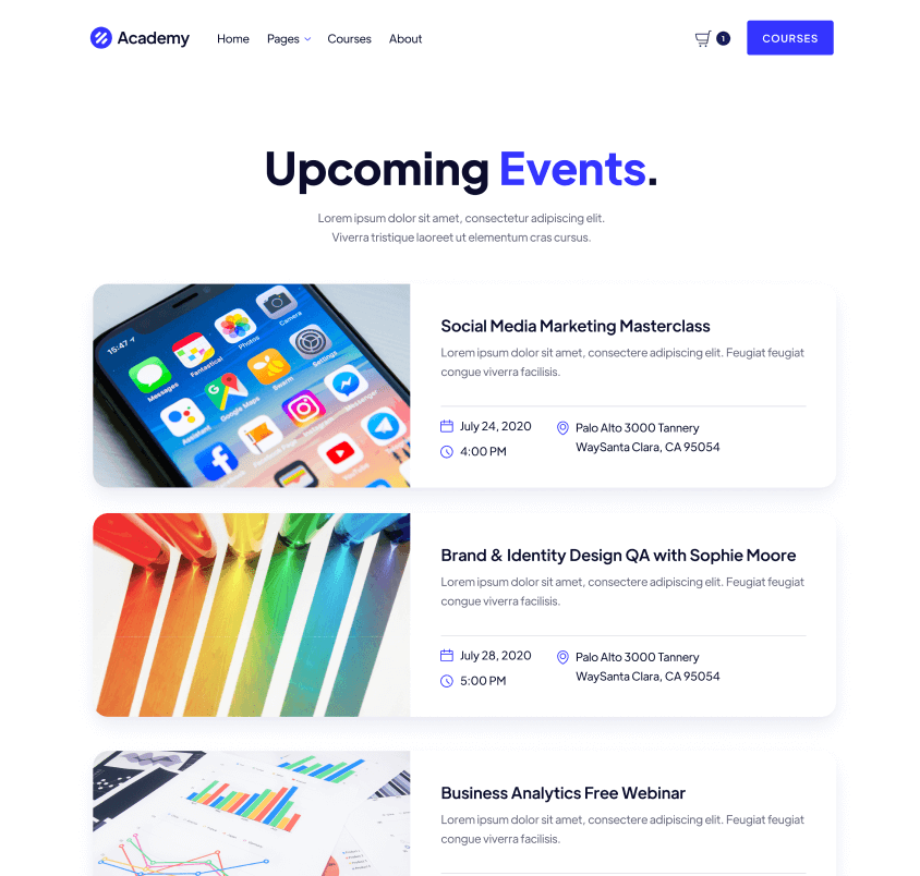 Events - Academy Modern Website Template
