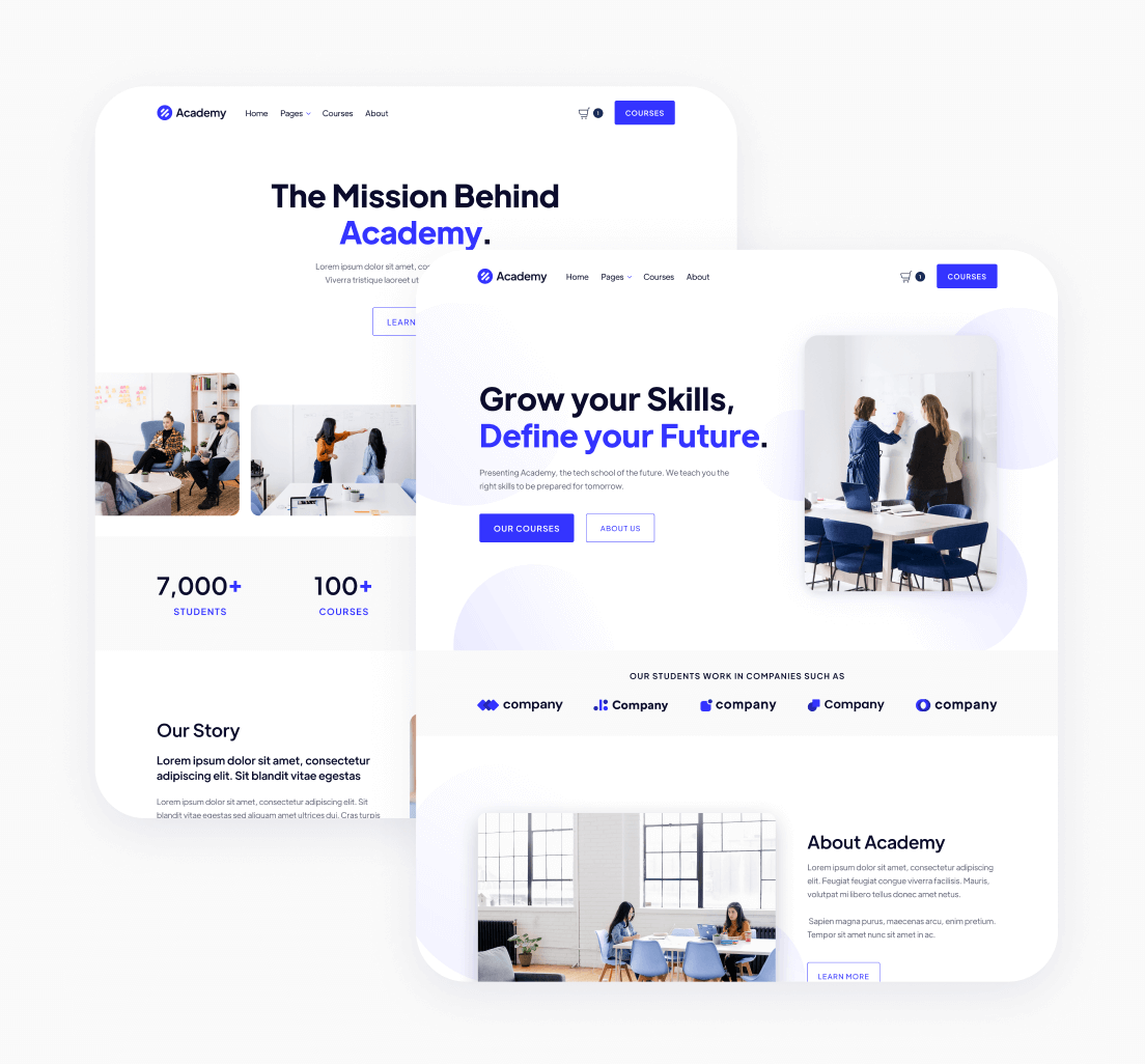 Pages Included - Academy Modern Website Template